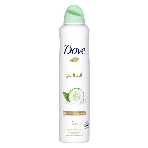 اسپری دئودورانت داو Dove زنانه مدل Go Fresh رایحه خیار و چای سبز حجم 250 میل اصل